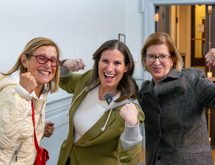 Kalver with Cranston residents Bari Harlam and Meredith Curren, co-founders of TroubleMakers for Good - Submitted photo.